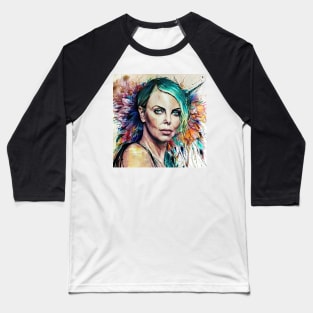 Portrait of Charlize with flowers Baseball T-Shirt